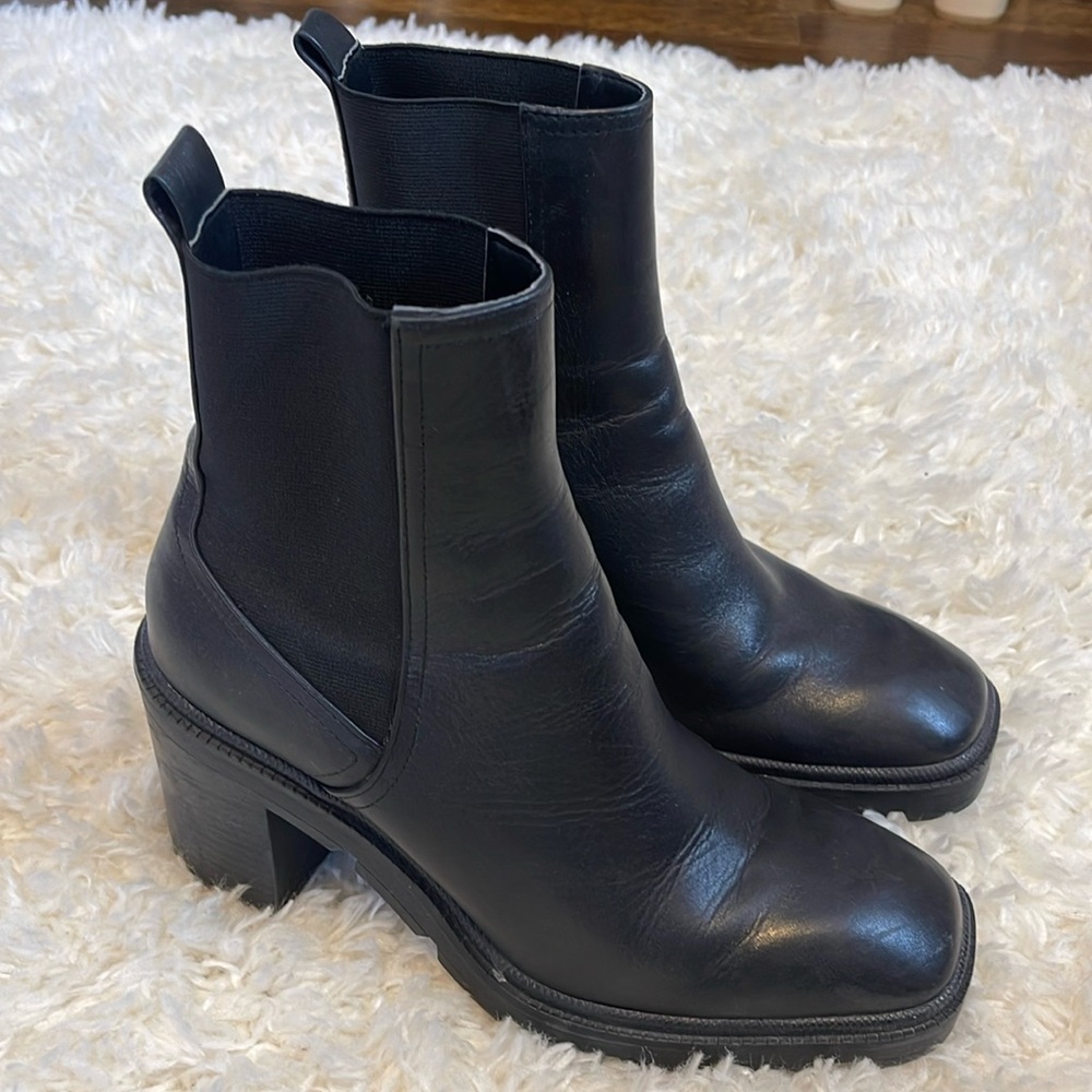 Zara Square Toe Black Chelsea Boots